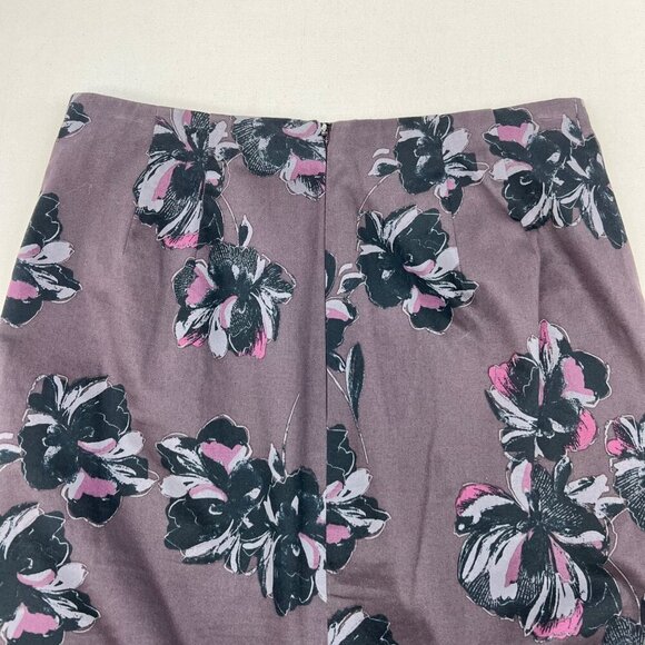 Ann Taylor Floral Pencil Skirt Knee Length Back Slit Purple/Multi Size 0 - Picture 6 of 9